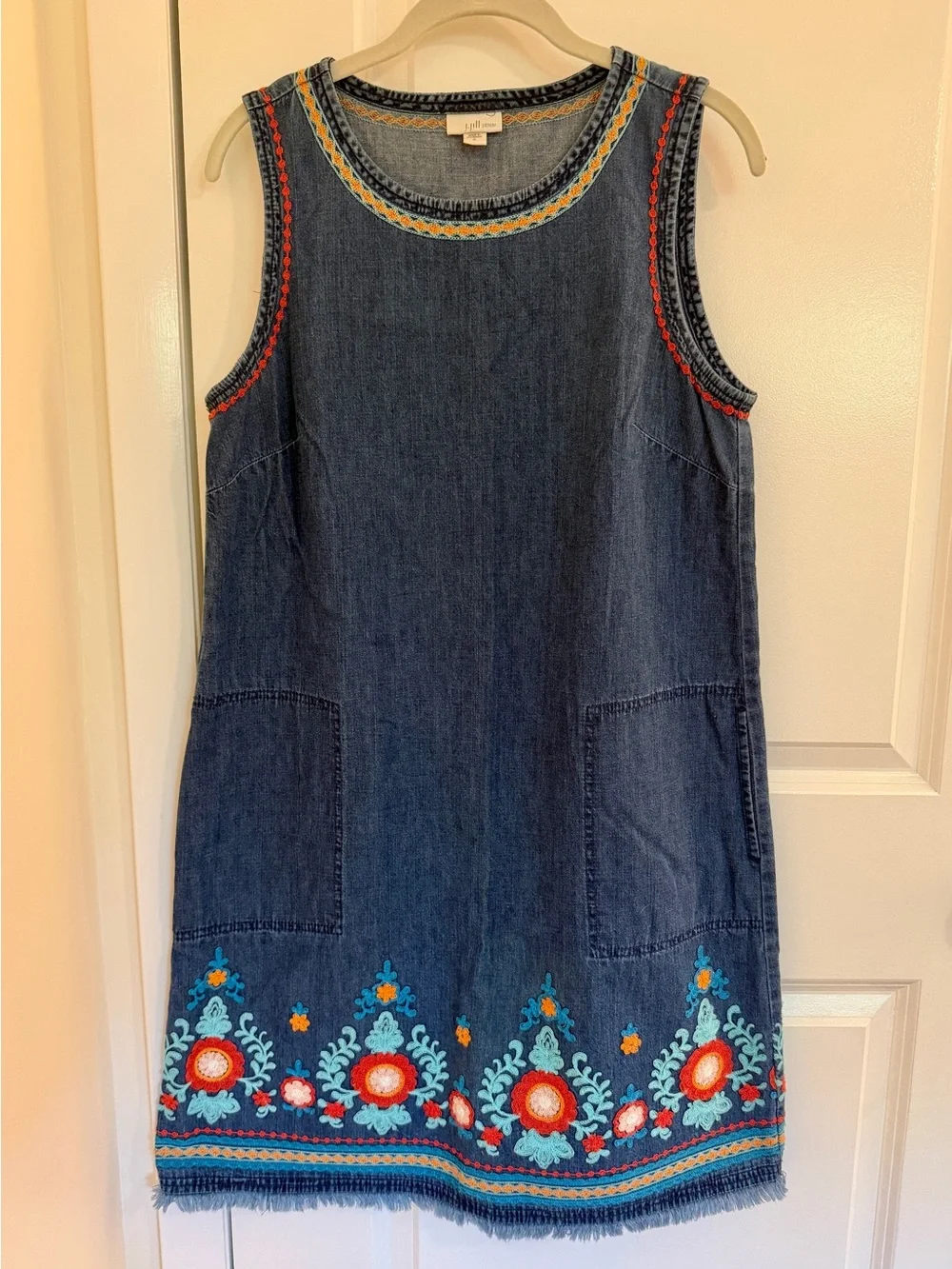 J. Jill Denim Embroidered Shift Dress - Picture 1 of 7